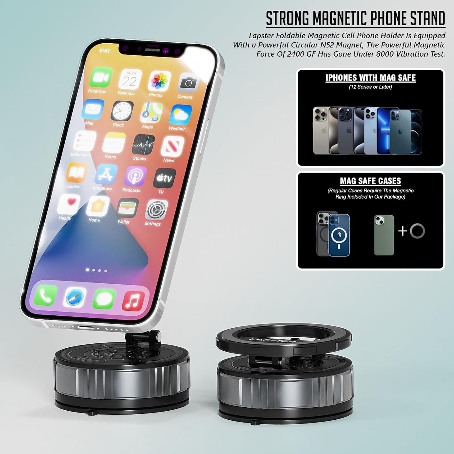 Lapster Magneto M3 Magnetic Phone Holder with Vacuum Suction 360¡ Rotation Hands-Free Mobile Stand