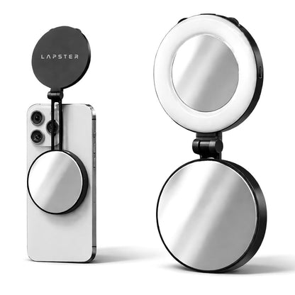 Lapster Luma Flex Magnetic Selfie Ring Light with Makeup Mirror, 360¡ Rotatable, Type-C Rechargeable