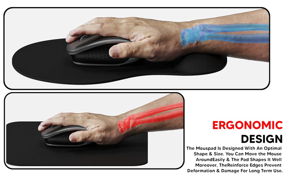 Lapster Gel Mouse pad with Wrist Rest with Lycra Cloth Nonslip for Laptop, Computer (Black)