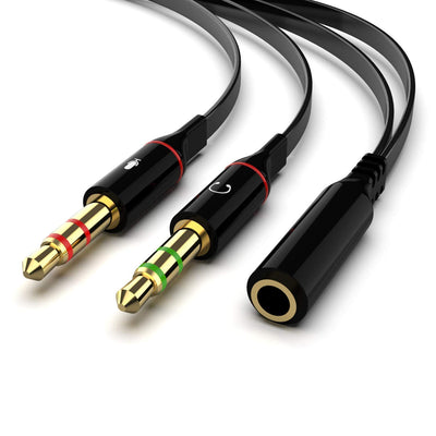 Lapster Gold Plated 2 Male to 1 Female 3.5mm Headphone Earphone Mic Audio Y Splitter Cable Ð Black