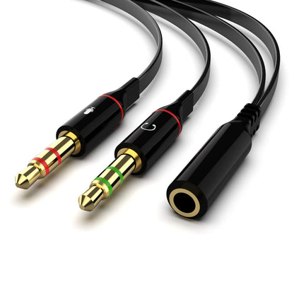 Lapster Gold Plated 2 Male to 1 Female 3.5mm Headphone Earphone Mic Audio Y Splitter Cable Ð Black