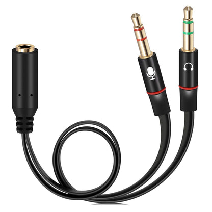 Lapster Gold Plated 2 Male to 1 Female 3.5mm Headphone Earphone Mic Audio Y Splitter Cable Ð Black