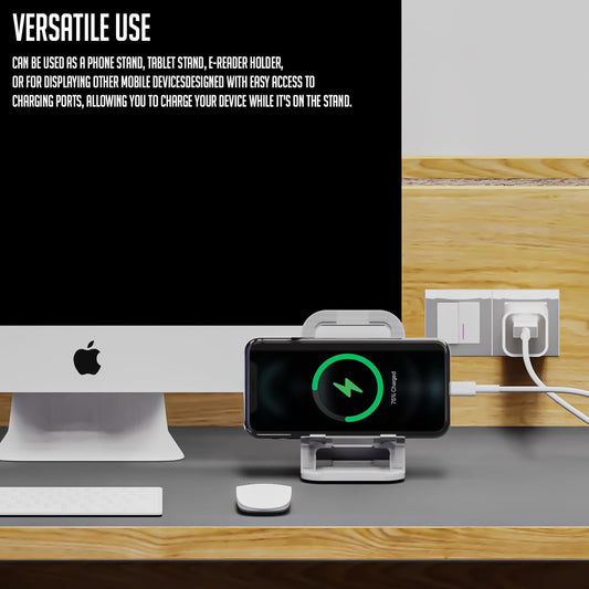 Lapster Grey Desktop Foldable Mobile and Tablet Holder, Designed with ABS Material