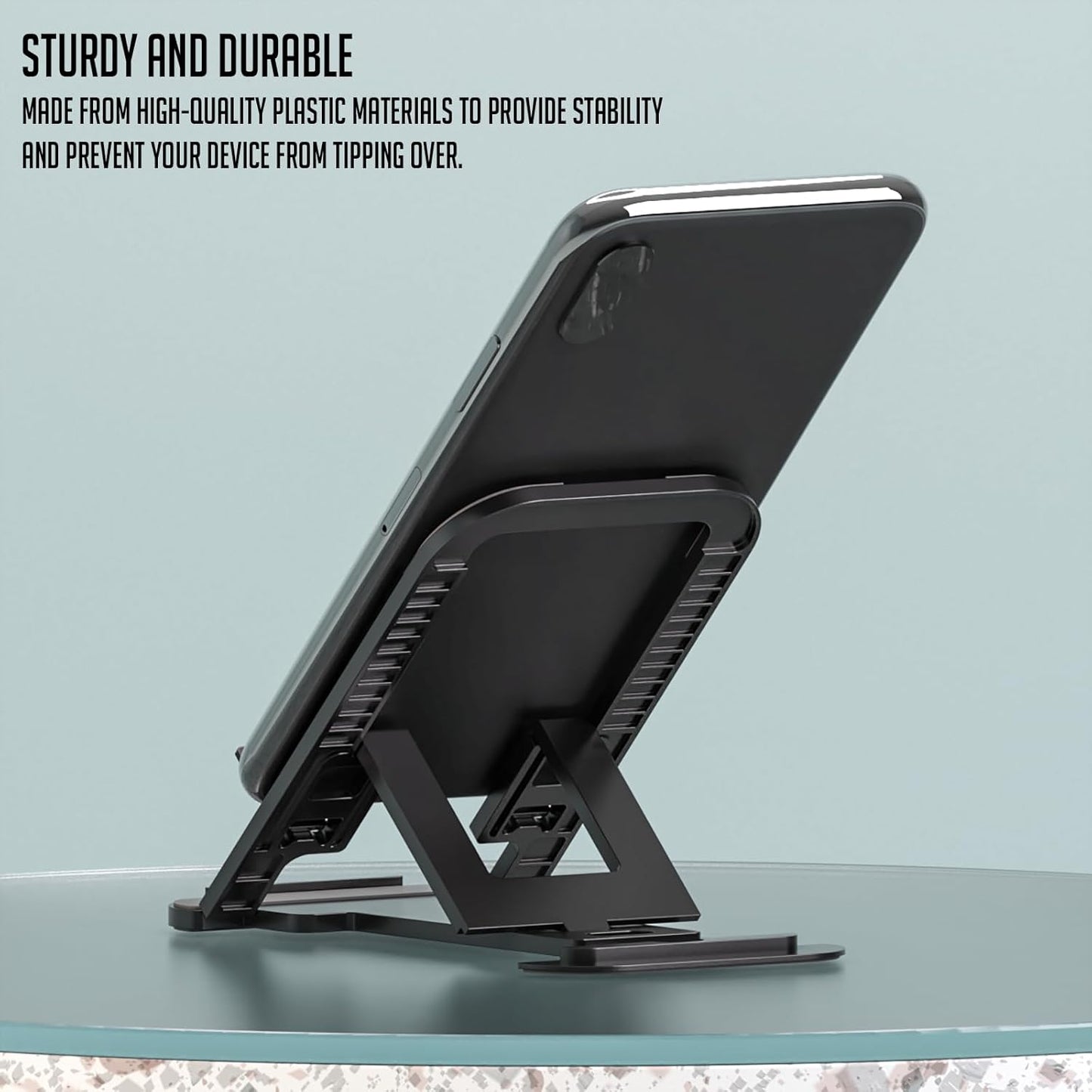 Lapster Black Desktop Foldable Mobile and Tablet Holder, Designed with ABS Material