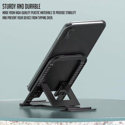 Lapster Black Desktop Foldable Mobile and Tablet Holder, Designed with ABS Material