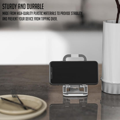 Lapster Grey Desktop Foldable Mobile and Tablet Holder, Designed with ABS Material