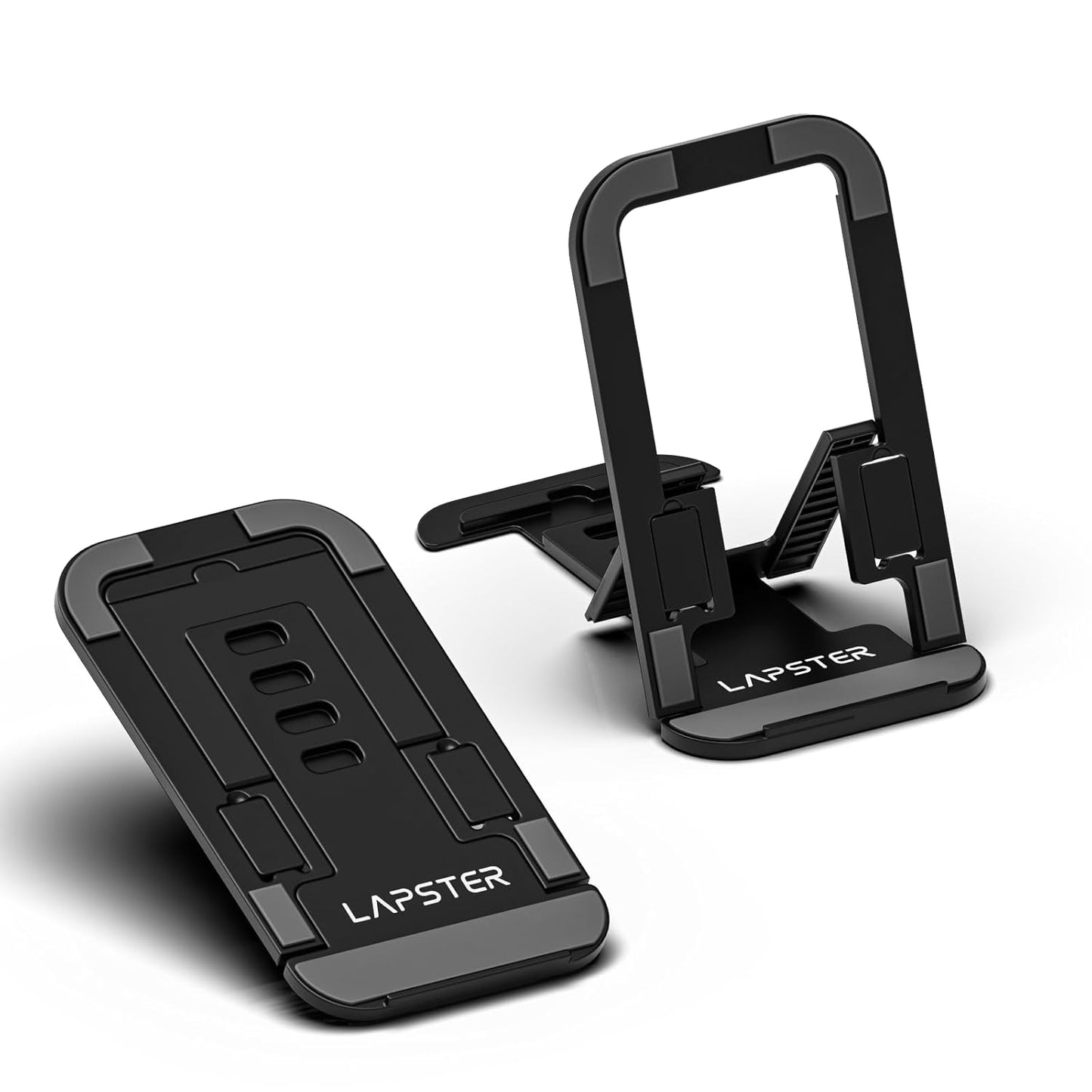 Lapster Black Desktop Foldable Mobile and Tablet Holder, Designed with ABS Material