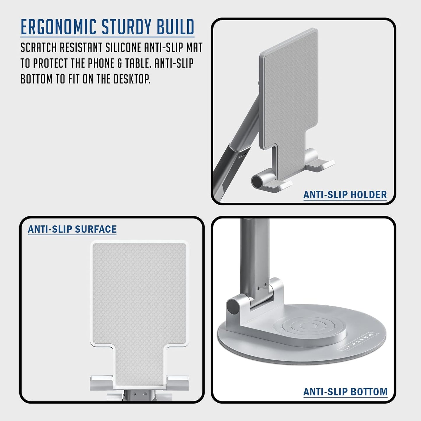 Lapster Holdex Prime Foldable Tablet Stand for Desk | 360¡ Rotating Adjustable Holder