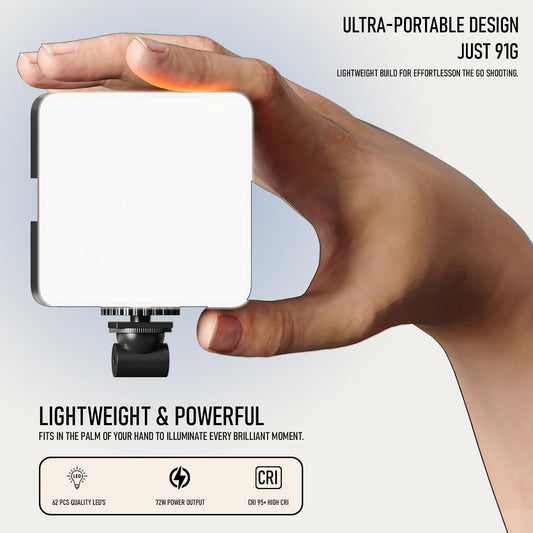 Lapster Luma core LED Video Light for Video Shoot Photography Lighting with Clip Dimmable and Rechargeable