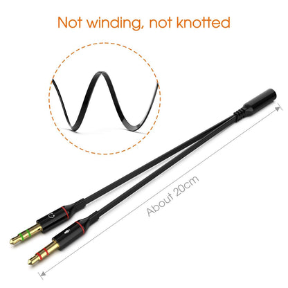 Lapster Gold Plated 2 Male to 1 Female 3.5mm Headphone Earphone Mic Audio Y Splitter Cable Ð Black
