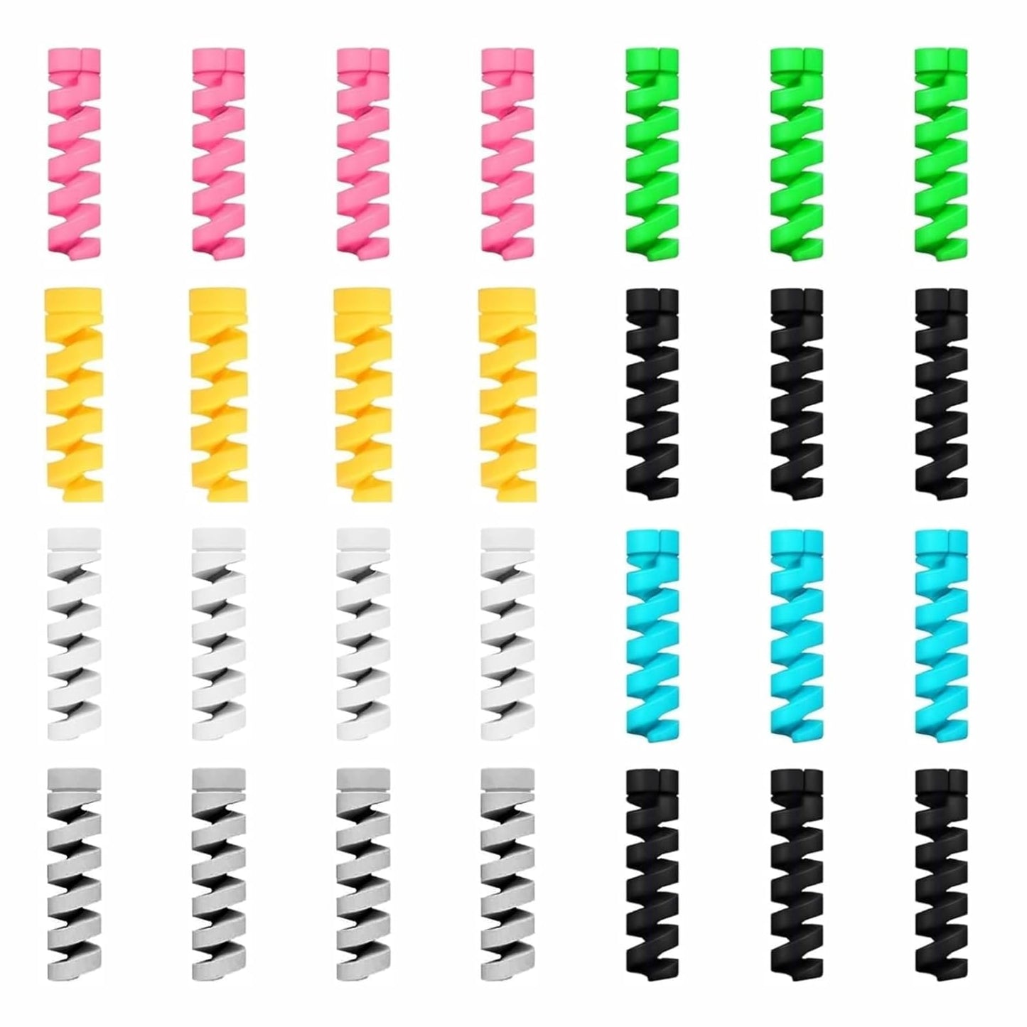 Lapster 28 pcs Mix Spiral Charger Spiral Charger Cable Protectors for Wires