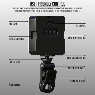 Lapster Luma sync RGB Light Video Light for Video Shoot Photography Lighting with Clip Dimmable and Rechargeable