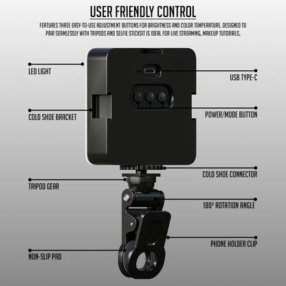 Lapster Luma sync RGB Light Video Light for Video Shoot Photography Lighting with Clip Dimmable and Rechargeable