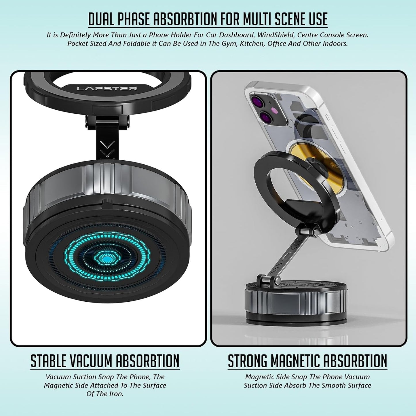 Lapster Magneto M3 Magnetic Phone Holder with Vacuum Suction 360¡ Rotation Hands-Free Mobile Stand