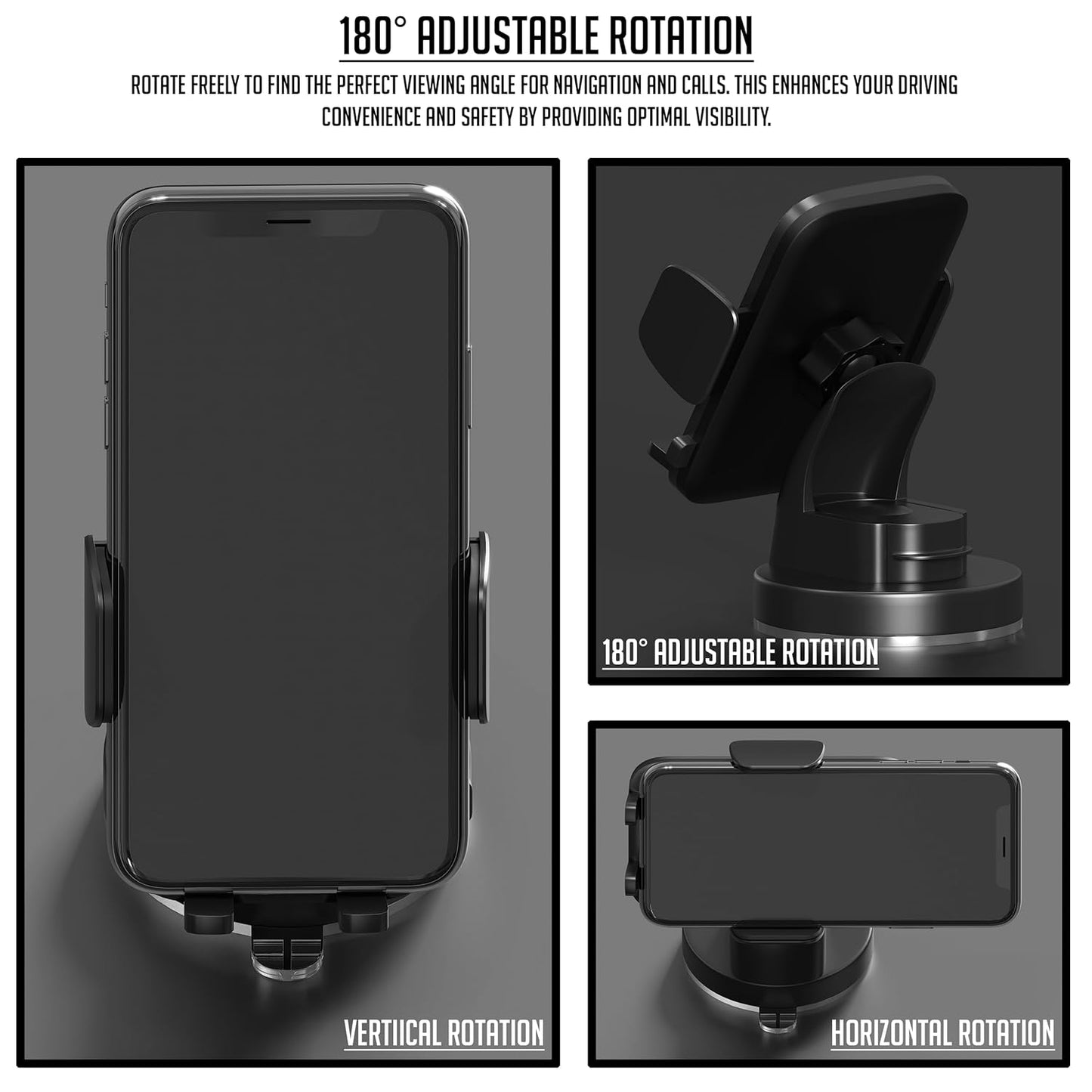 Lapster Autogrip C1 car Mobile Holder for Dashboard with 360 Degree Rotatio (Black)