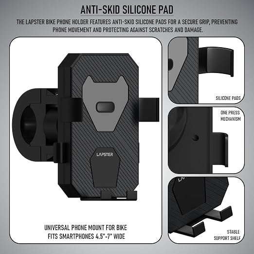 Lapster Ride X1 Universal Mobile Holder for Bike with One-Touch Lock 360¡ Rotating Adjustable