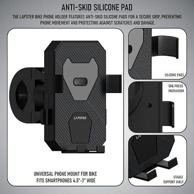 Lapster Ride X1 Universal Mobile Holder for Bike with One-Touch Lock 360¡ Rotating Adjustable