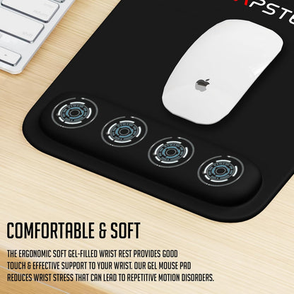 Lapster Black Ergonomic Mousepad with Gel Wrist Rest and Memory Foam| Non-Slip Base