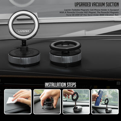Lapster Magneto M3 Magnetic Phone Holder with Vacuum Suction 360¡ Rotation Hands-Free Mobile Stand