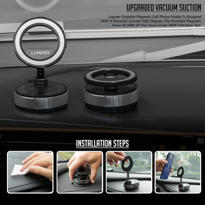 Lapster Magneto M3 Magnetic Phone Holder with Vacuum Suction 360¡ Rotation Hands-Free Mobile Stand