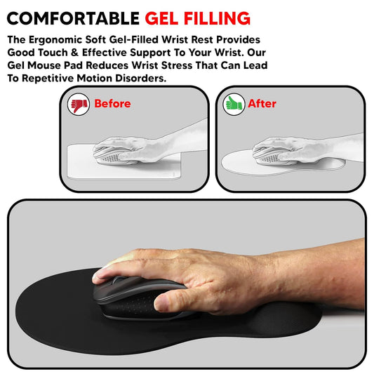 Lapster Gel Mouse pad with Wrist Rest with Lycra Cloth Nonslip for Laptop, Computer (Black)