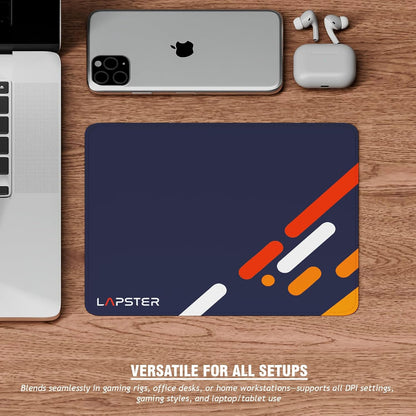 Lapster Abstract Design Gaming Mouse pad, with Antifray Stitched Embroidery Edges(Navy Blue)
