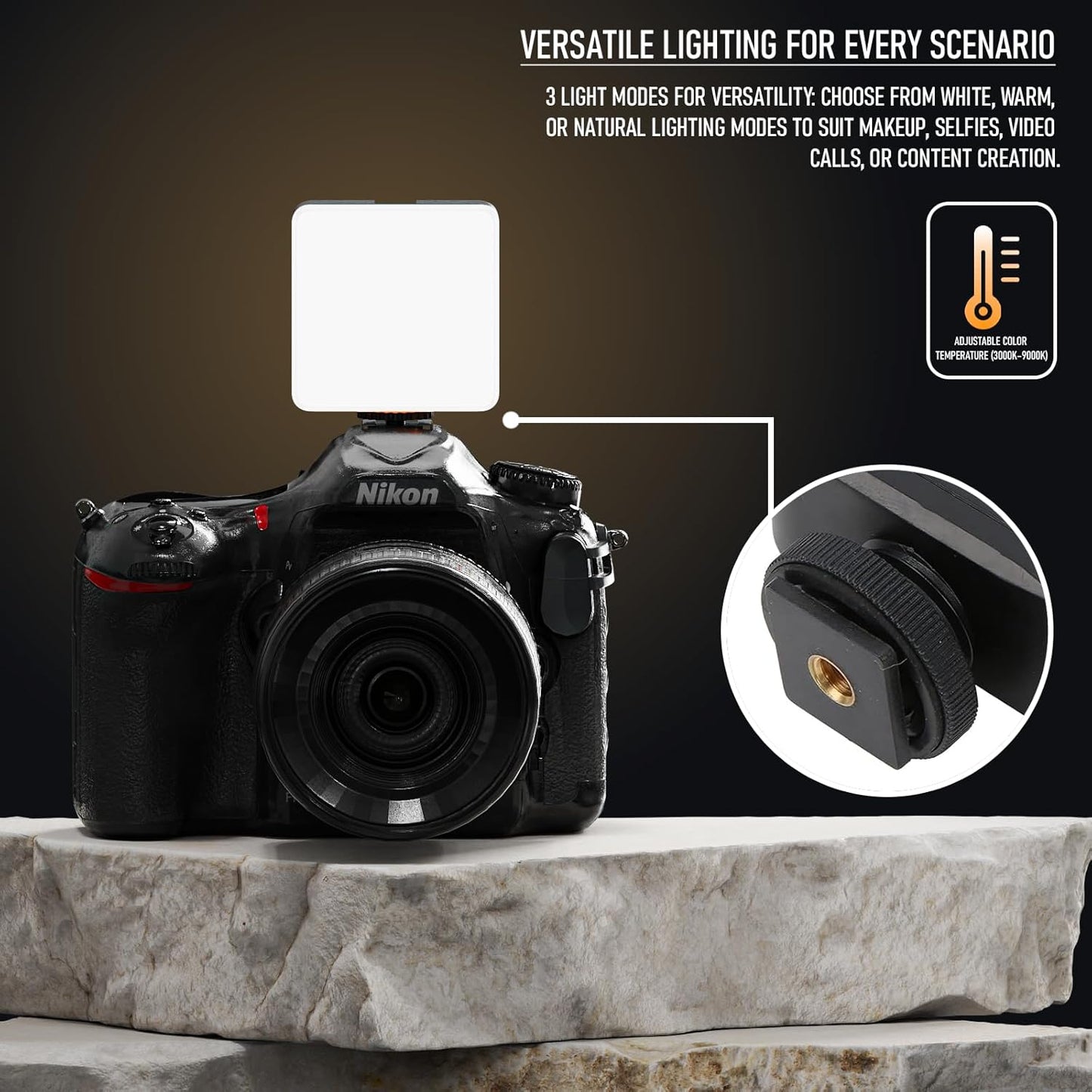 Lapster Luma core LED Video Light for Video Shoot Photography Lighting with Clip Dimmable and Rechargeable