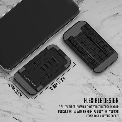 Lapster Black Desktop Foldable Mobile and Tablet Holder, Designed with ABS Material