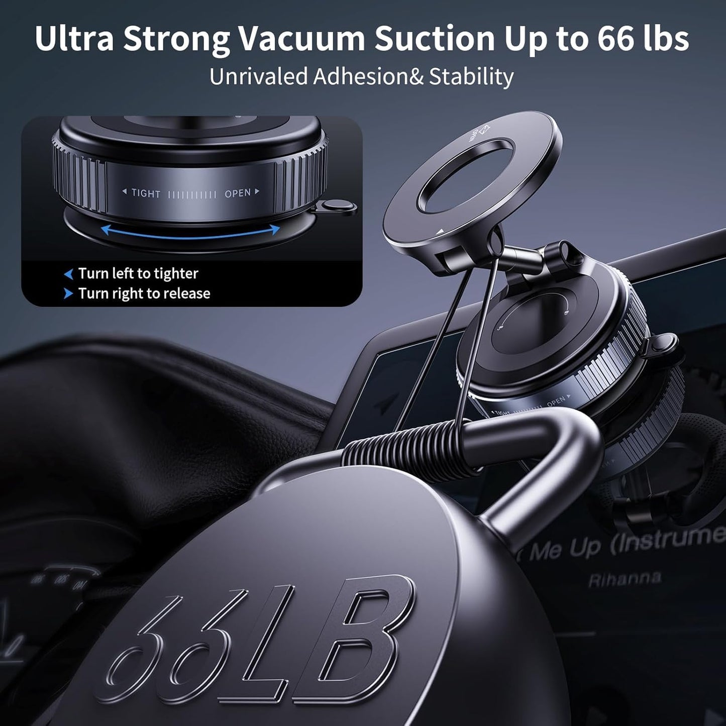 Lapster Magneto M2 Magnetic Phone Holder with Vacuum Suction 360¡ Rotation | Universal Car Mount for Dashboard
