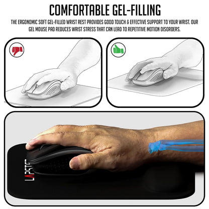 Lapster Black Ergonomic Mousepad with Gel Wrist Rest and Memory Foam| Non-Slip Base