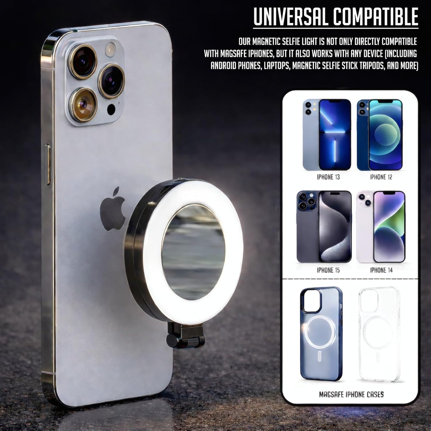 Lapster Luma Flex Magnetic Selfie Ring Light with Makeup Mirror, 360¡ Rotatable, Type-C Rechargeable