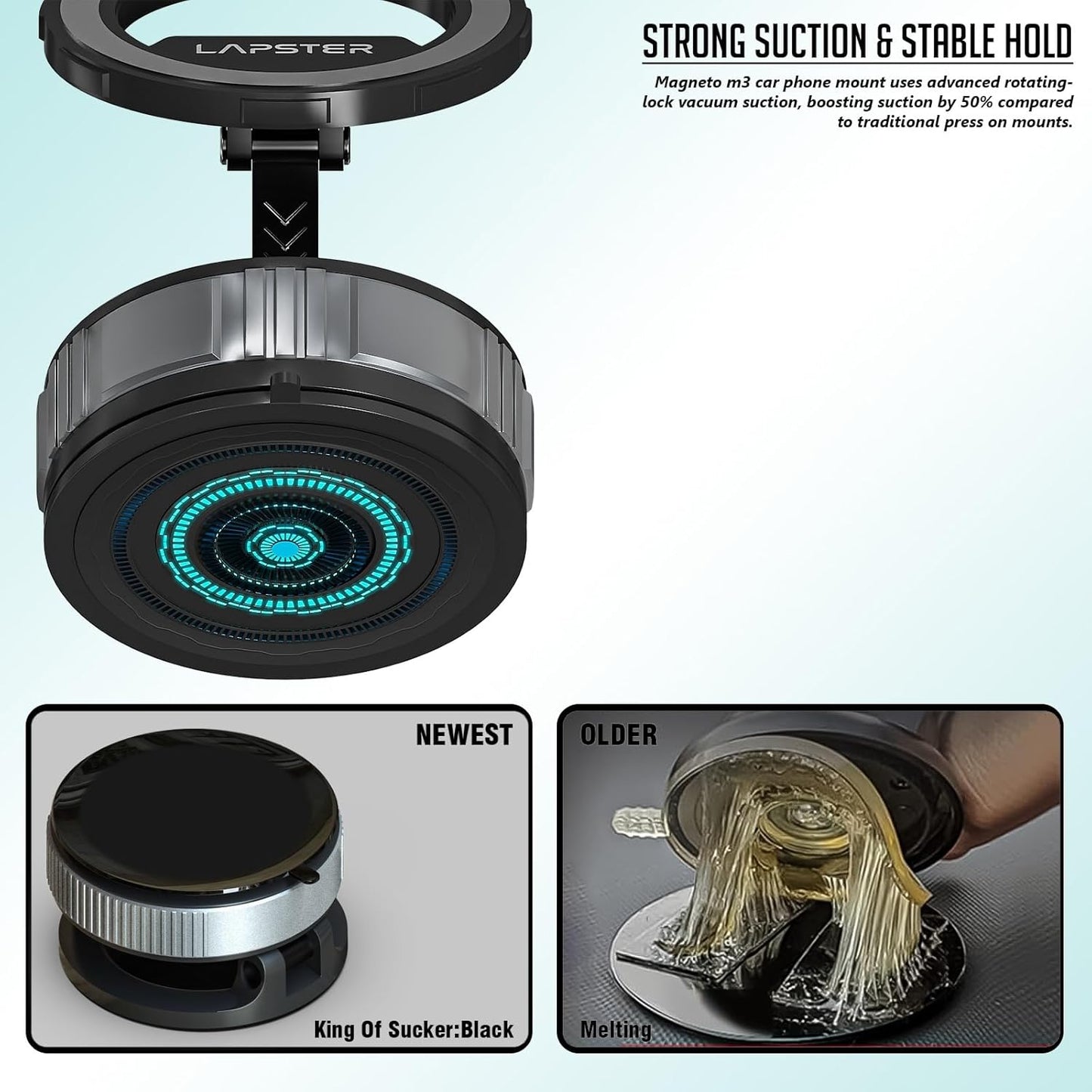 Lapster Magneto M3 Magnetic Phone Holder with Vacuum Suction 360¡ Rotation Hands-Free Mobile Stand