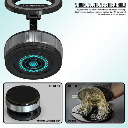 Lapster Magneto M3 Magnetic Phone Holder with Vacuum Suction 360¡ Rotation Hands-Free Mobile Stand