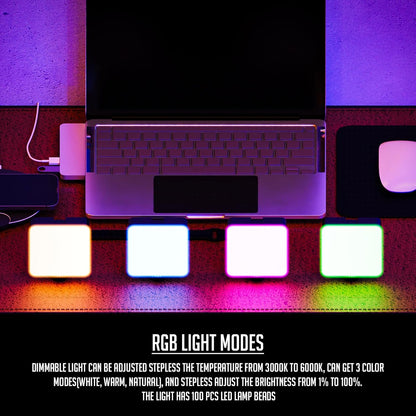 Lapster Luma sync RGB Light Video Light for Video Shoot Photography Lighting with Clip Dimmable and Rechargeable