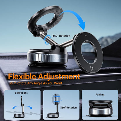 Lapster Magneto M2 Magnetic Phone Holder with Vacuum Suction 360¡ Rotation | Universal Car Mount for Dashboard