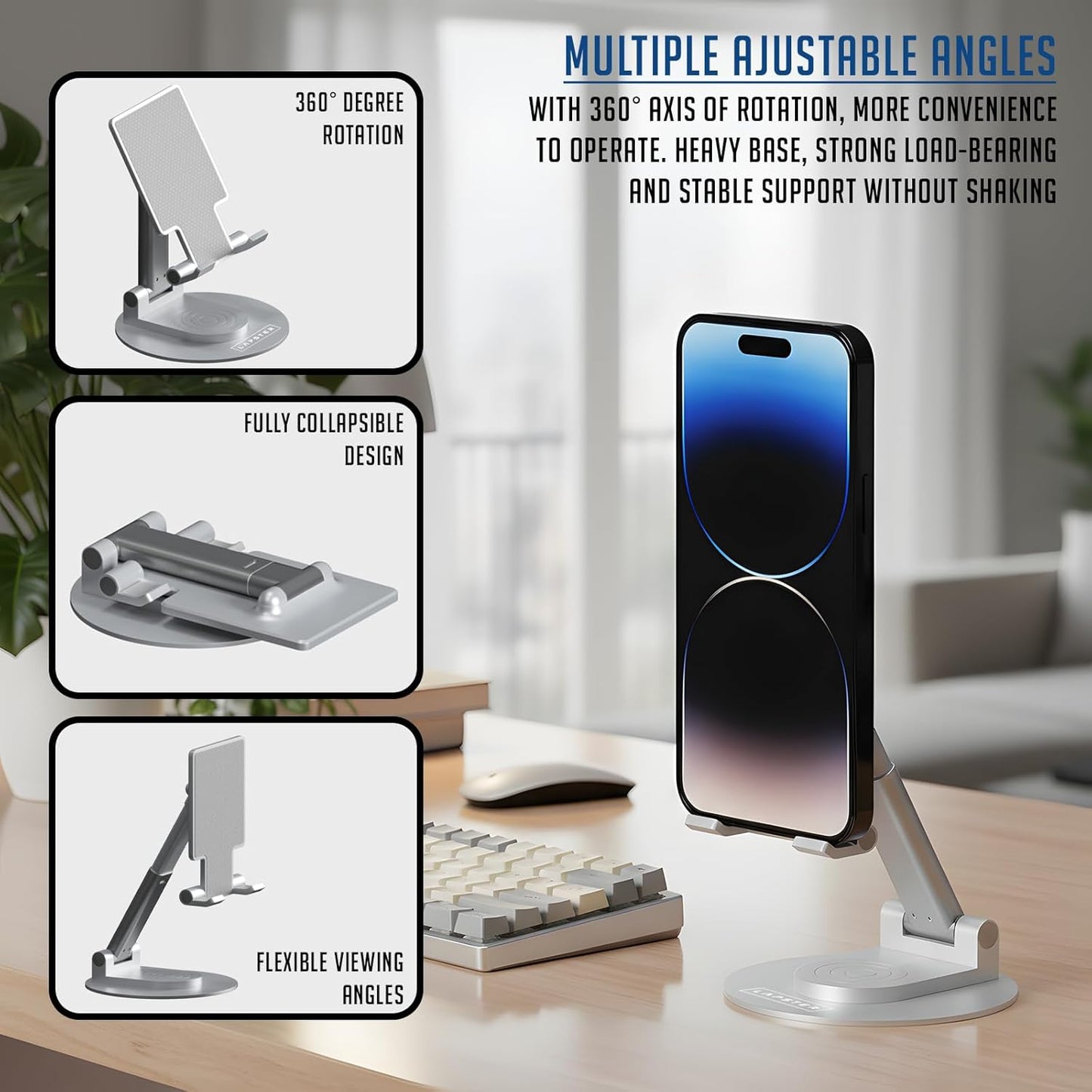 Lapster Holdex Prime Foldable Tablet Stand for Desk | 360¡ Rotating Adjustable Holder