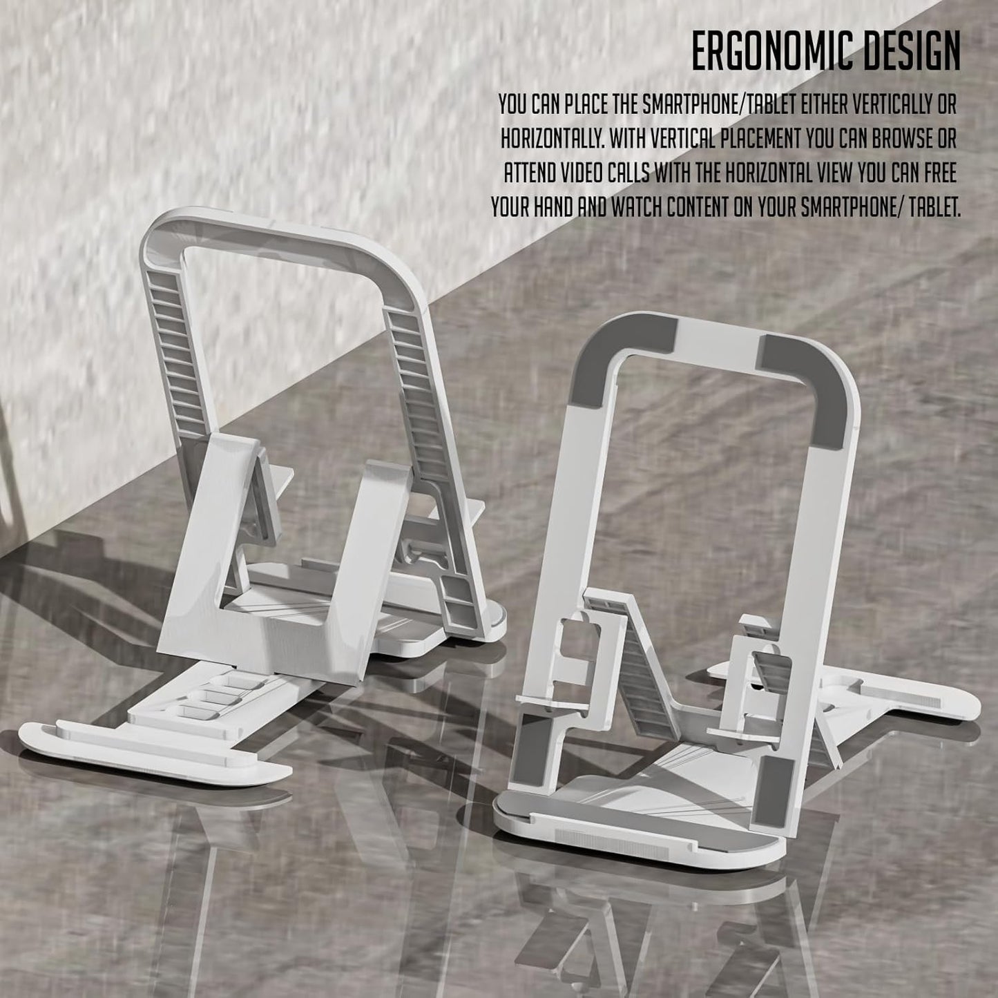 Lapster Grey Desktop Foldable Mobile and Tablet Holder, Designed with ABS Material