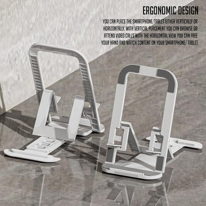 Lapster Grey Desktop Foldable Mobile and Tablet Holder, Designed with ABS Material