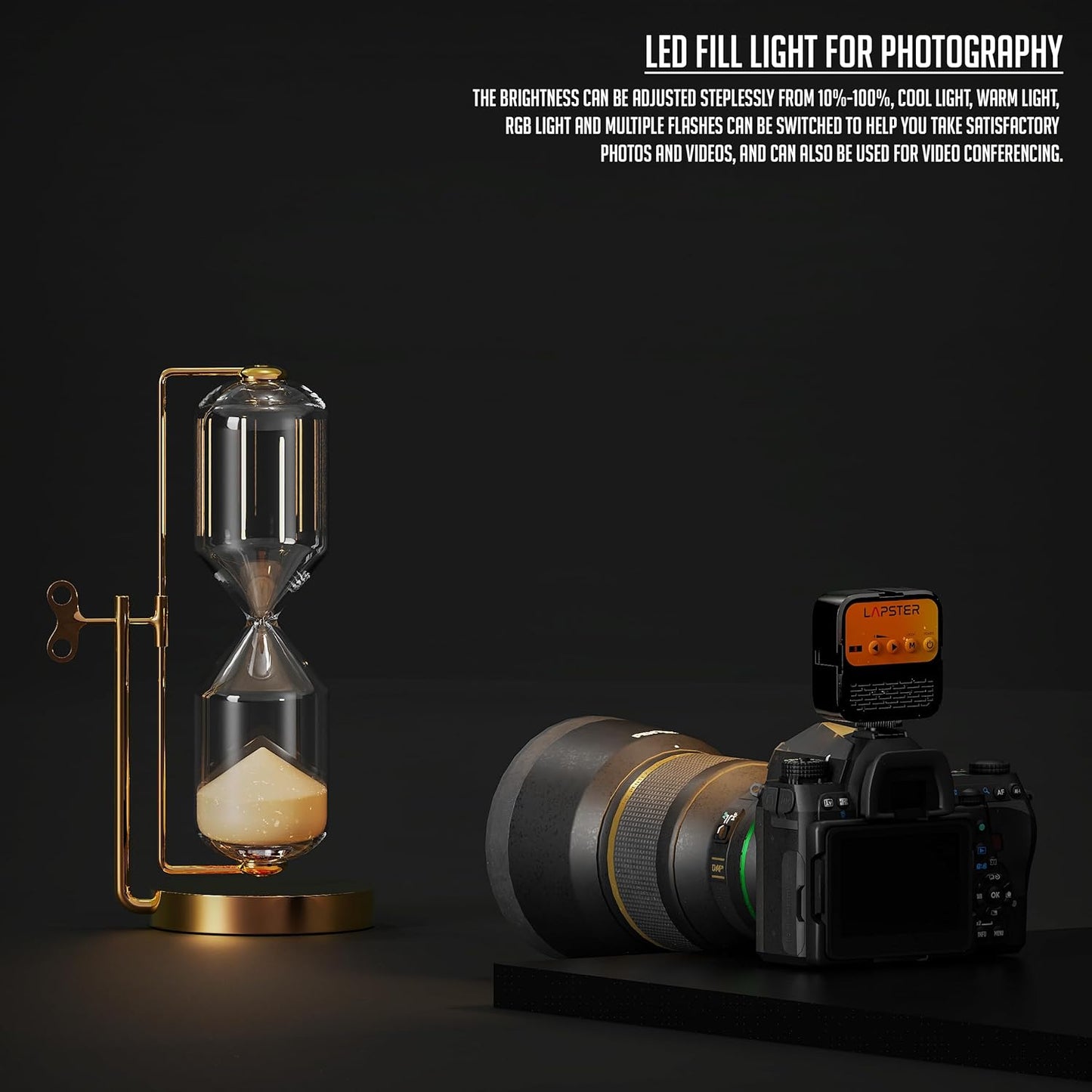 Lapster Luma Maxx LED Video Light for Video Shoot Photography Lighting with Clip Dimmable and Rechargeable