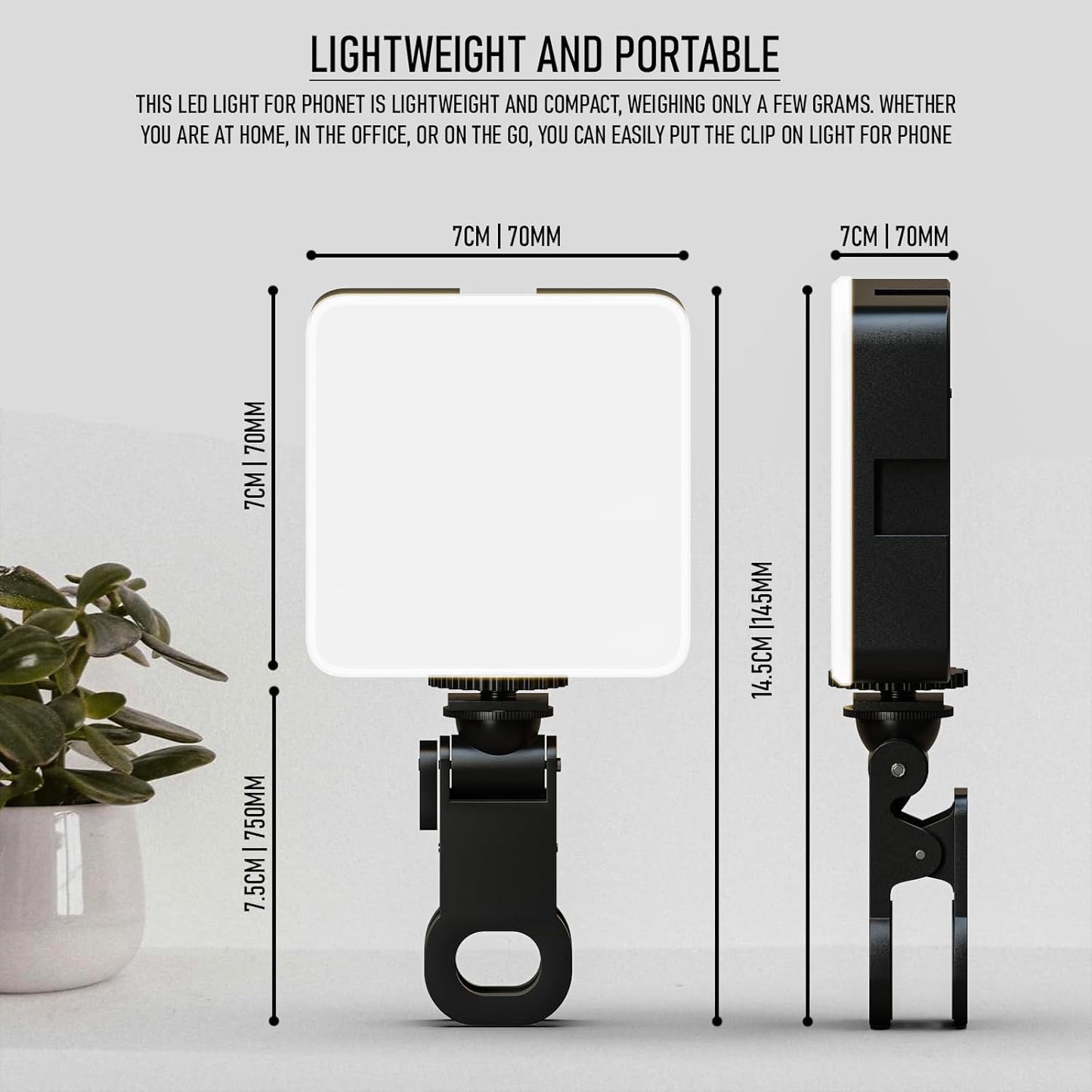 Lapster Luma core LED Video Light for Video Shoot Photography Lighting with Clip Dimmable and Rechargeable