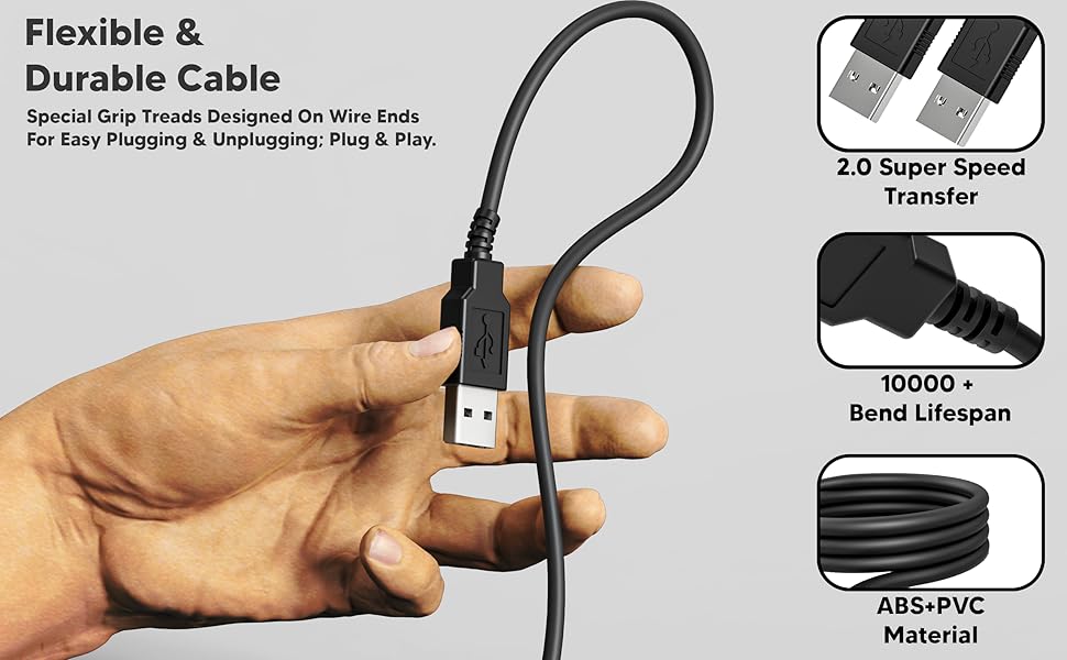 Lapster 1.5 mtr USB 2.0 Type A Male to USB A Male Cable for computer and laptop