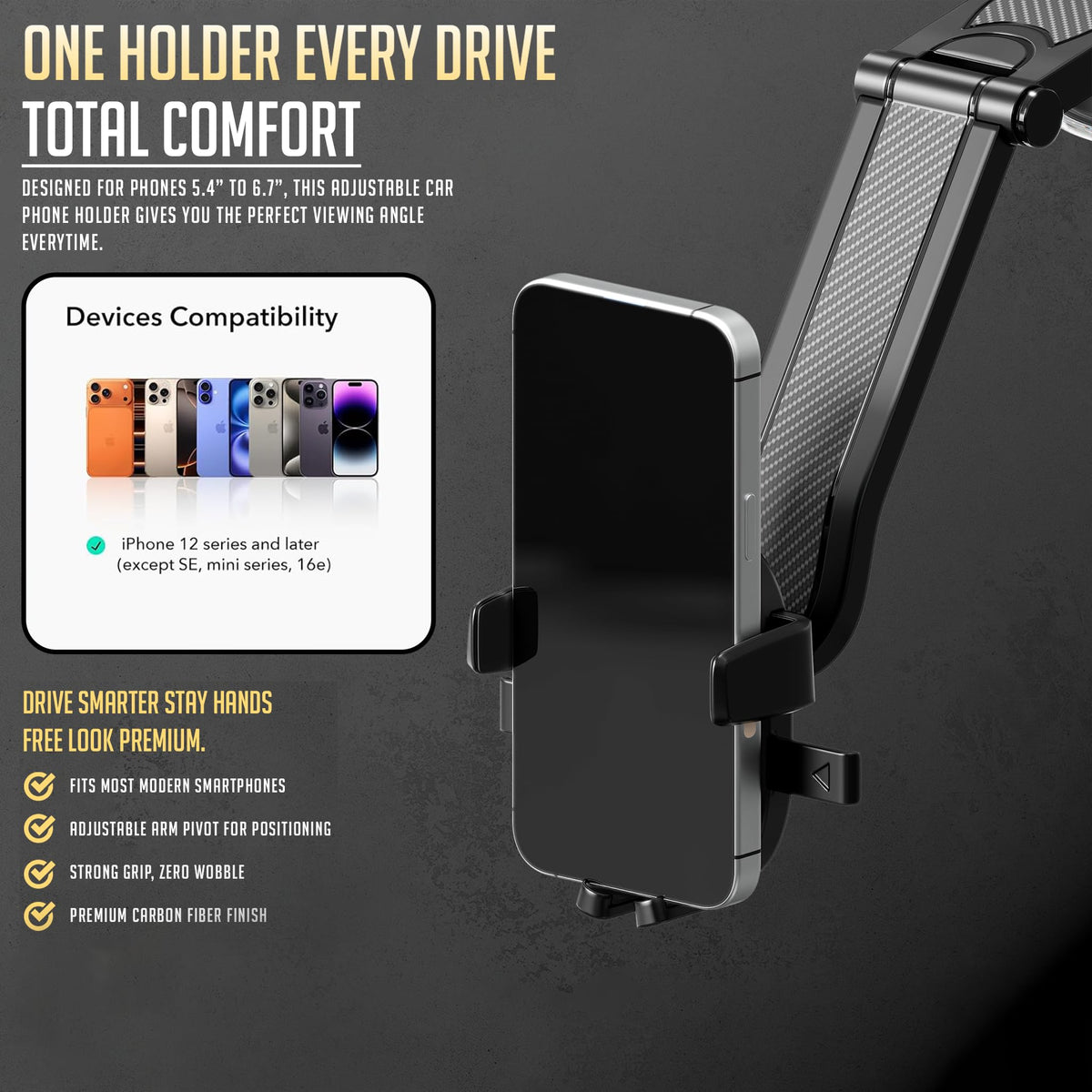 Lapster Autogrip C1 car Mobile Holder for Dashboard with 360 Degree Rotation, Secure Hold Grip, Vacuum Lock Base, One-Hand Operation, Impact-Resistant Design, Mobile Holder for car (Black)