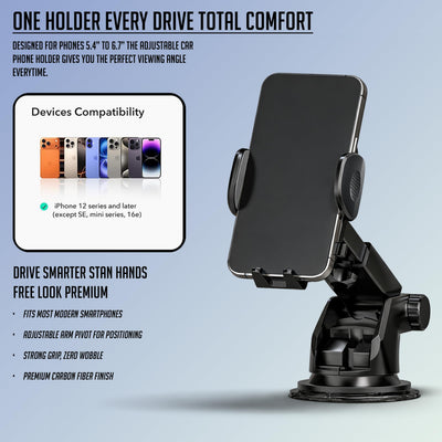 Lapster Autogrip C1 car Mobile Holder for Dashboard with 360 Degree Rotation, Secure Hold Grip, Vacuum Lock Base, One-Hand Operation, Impact-Resistant Design, Mobile Holder for car (Black)