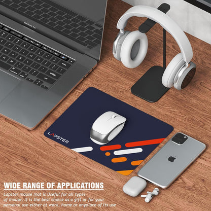 Lapster Abstract Design Gaming Mouse pad, with Antifray Stitched Embroidery Edges(Navy Blue)