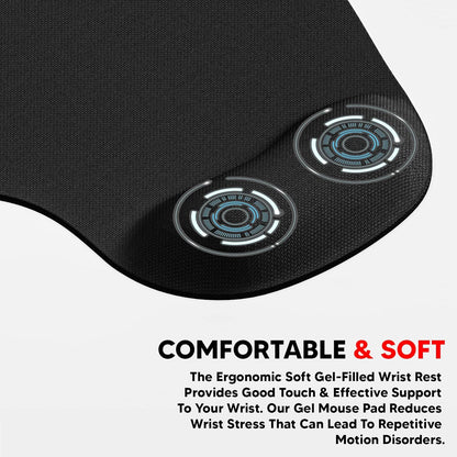 Lapster Gel Mouse pad with Wrist Rest with Lycra Cloth Nonslip for Laptop, Computer (Black)
