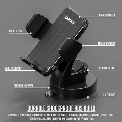 Lapster Autogrip C1 car Mobile Holder for Dashboard with 360 Degree Rotatio (Black)