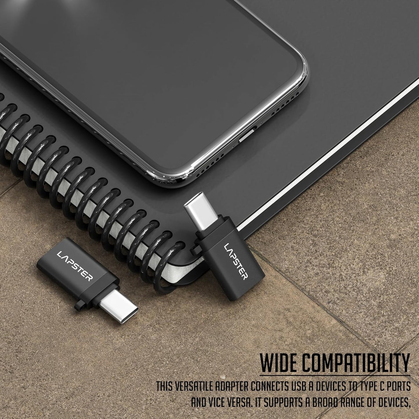 LAPSTER Quality Assured Plugx2 USB 3.0 to Type C OTG Adaptor,10Gbps High Speed Data Transfer