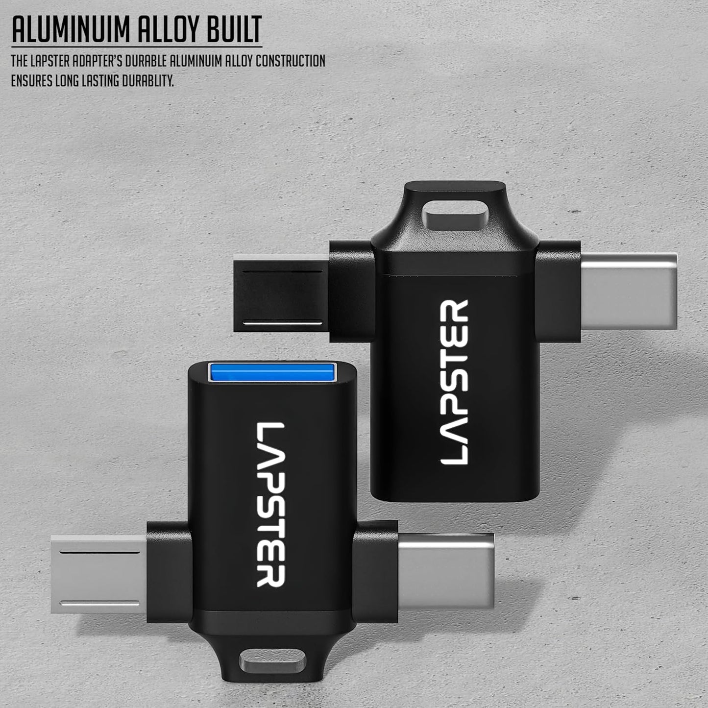 Lapster Plugx3 OTG 2 in 1 Adapter Micro USB + Type C to USB Female Connector