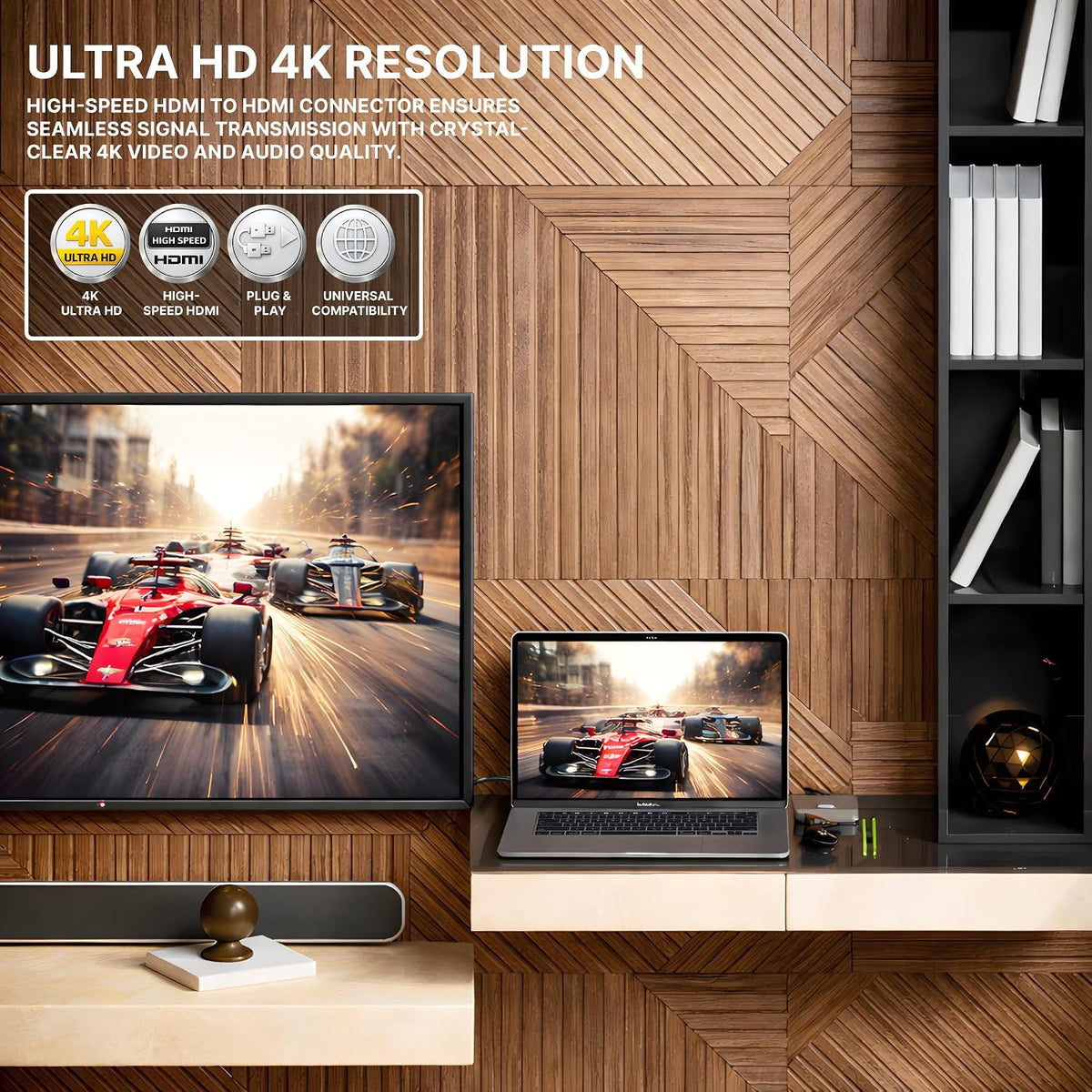 Lapster Lync hdmi cable 1.5 meter with eARC, 4K@60Hz UHD,Compatible with Smart HDTV, Laptop, Monitor, Projector, eARC enable Soundbar